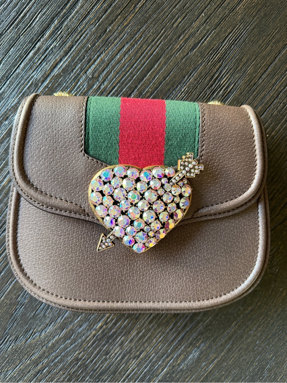 Gucci totem crossbody Crystal Earring de Heart leather bag missing strap